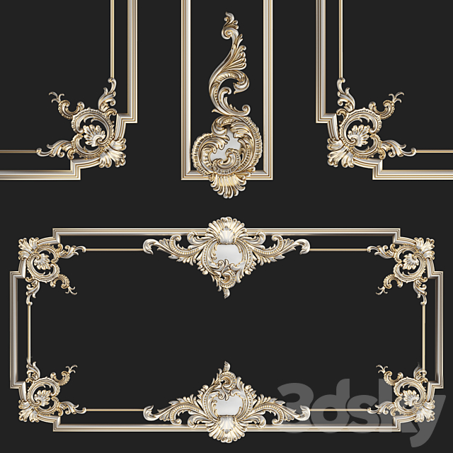 Plaster decorative frame 2 3DS Max Model - thumbnail 2