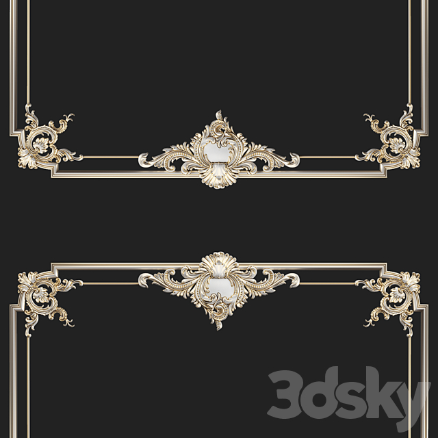 Plaster decorative frame 2 3DS Max Model - thumbnail 3