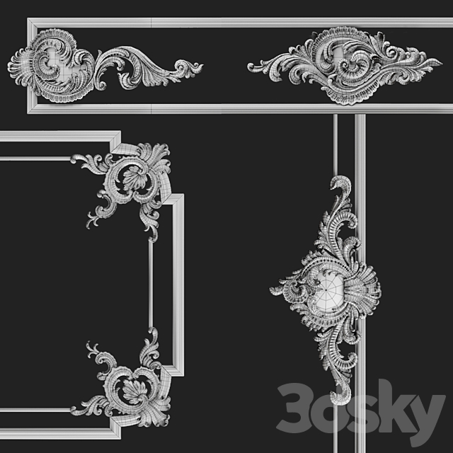 Plaster decorative frame 2 3DS Max Model - thumbnail 5