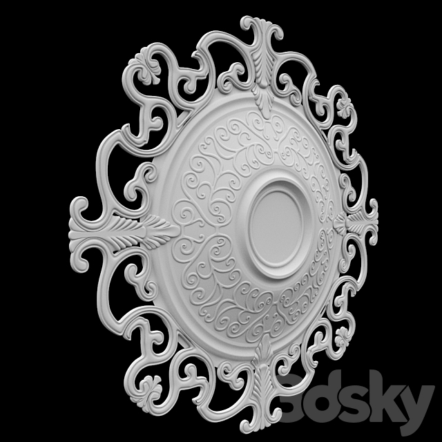 Rosette ceiling №3 3DS Max Model - thumbnail 2