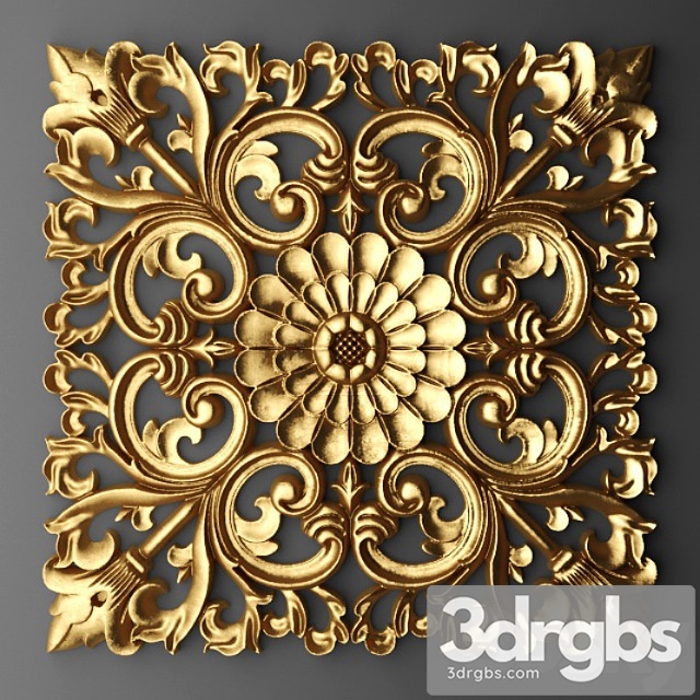 Rosette Pattern Carving Lattice Panel Pattern Art Abstract Decorative Interior Wall Decor Golden Luxury Lucky 1 3dsmax Download - thumbnail 1