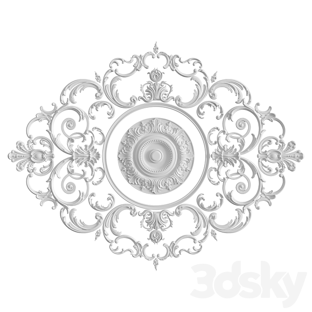 Rosette with stucco molding set No. 117 3ds Max - thumbnail 1