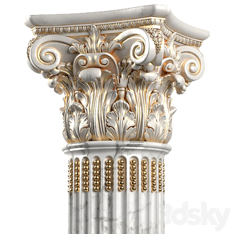 Round classic column. 3DS Max - thumbnail 2