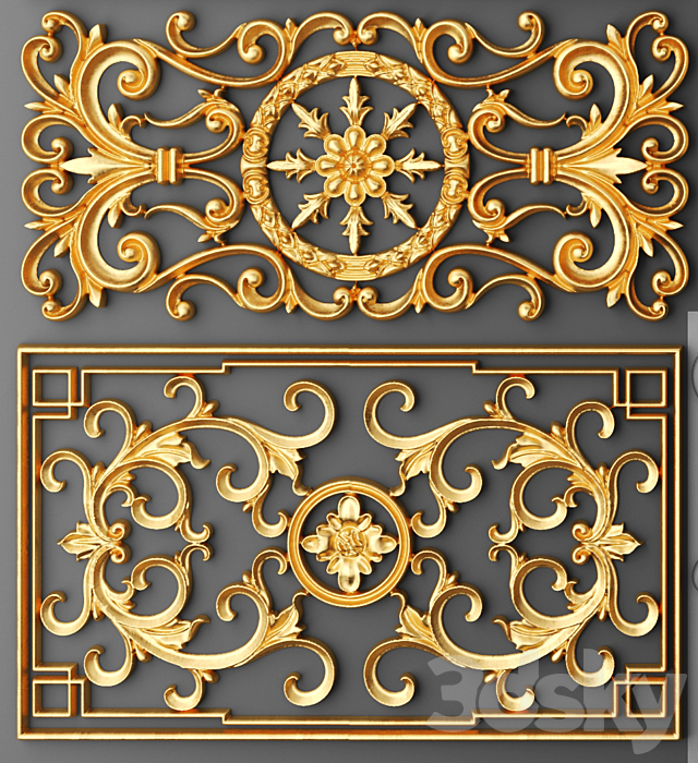 Set. Lattices. Classics. Stucco molding. Rosette. luxury. gold decor. carving. molding. stucco. ceiling. classical 3DSMax File - thumbnail 2