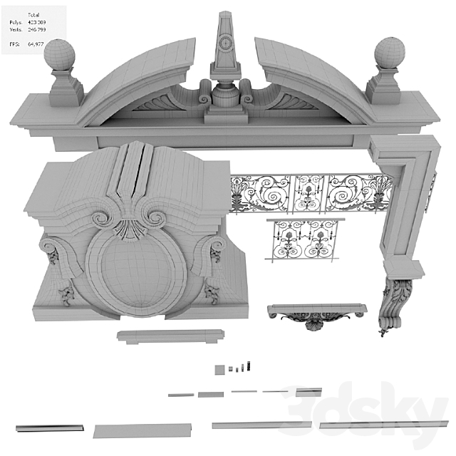 Set of classical elements 3DS Max Model - thumbnail 3