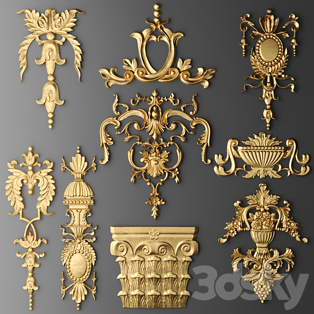 Set stucco decoration 3DS Max Model - thumbnail 1