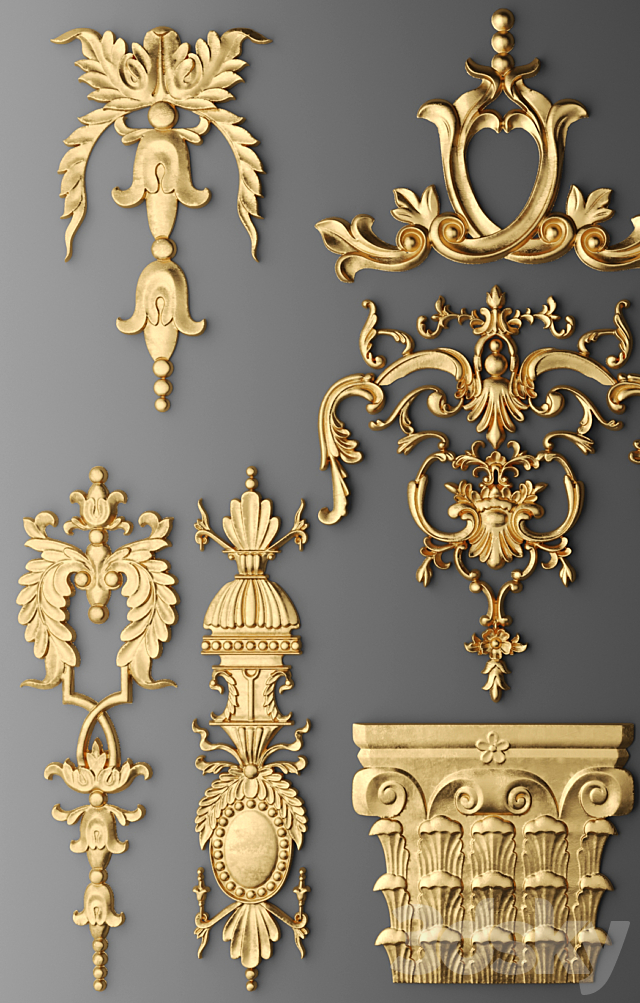 Set stucco decoration 3DS Max Model - thumbnail 2