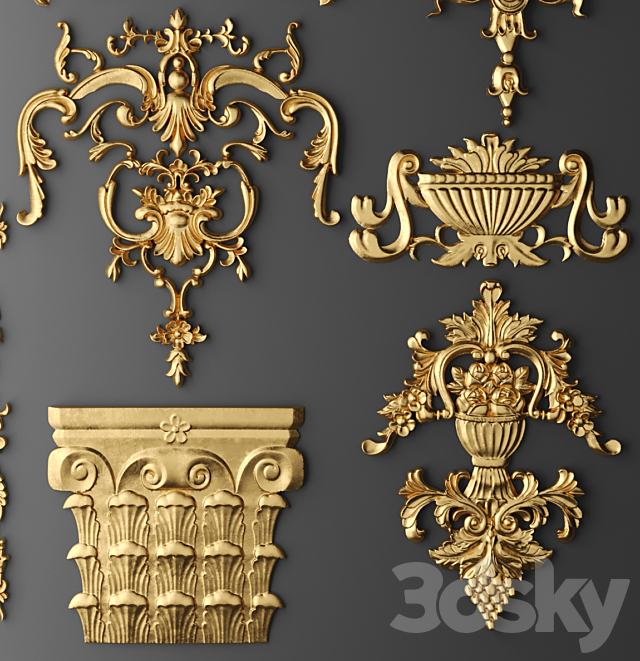 Set stucco decoration 3DS Max Model - thumbnail 3