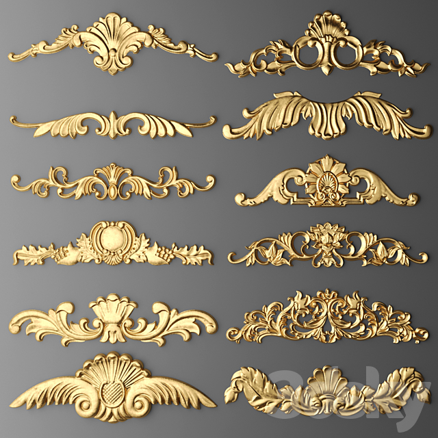 Set stucco decoration 3DS Max Model - thumbnail 1