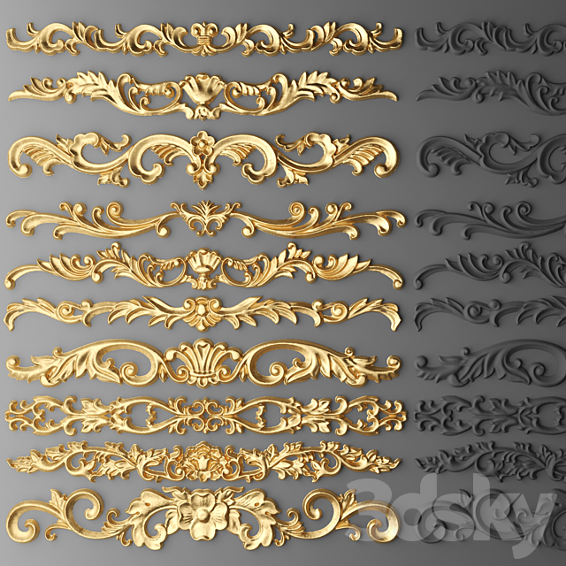 Set stucco decoration 3DS Max Model - thumbnail 1