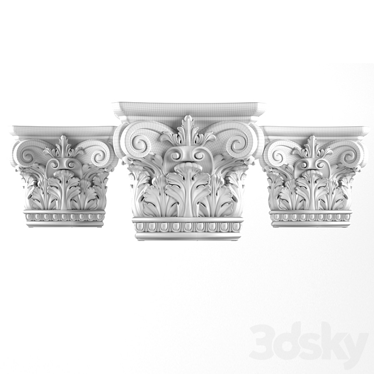 Small capital. Column capital 3DS Max Model - thumbnail 2