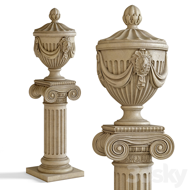 Stone Urn 001 3DS Max Model - thumbnail 1