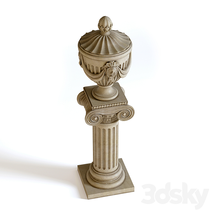 Stone Urn 001 3DS Max Model - thumbnail 2