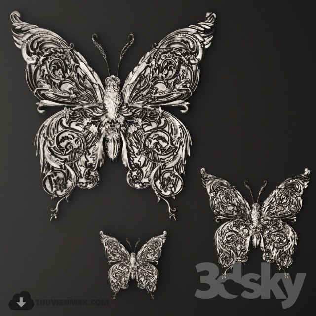 Stucco butterfly decor. 3DS Max - thumbnail 3