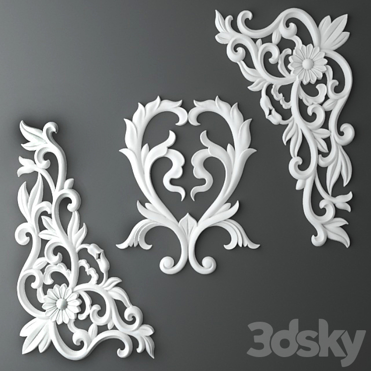 Stucco cartouche corner 3DS Max - thumbnail 1