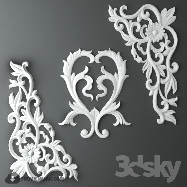 Stucco cartouche corner 3DS Max - thumbnail 3