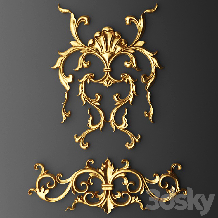 Stucco cartouche crown. 3DS Max Model - thumbnail 1