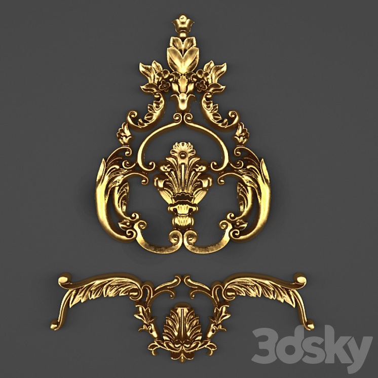 Stucco cartouche crown. 3DS Max - thumbnail 1