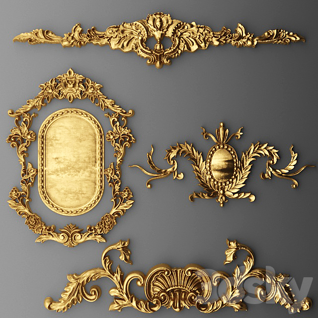 Stucco cartouche crown. 3ds Max - thumbnail 1