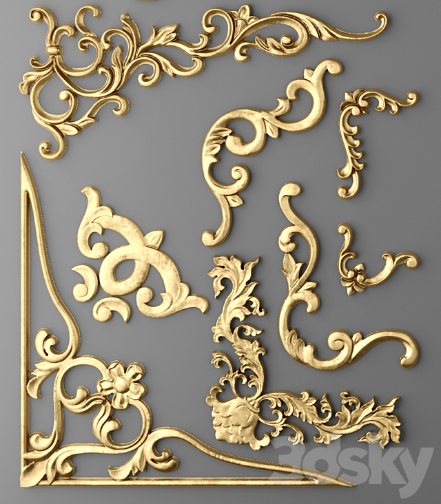 Stucco decor. Set. 3DS Max Model - thumbnail 2