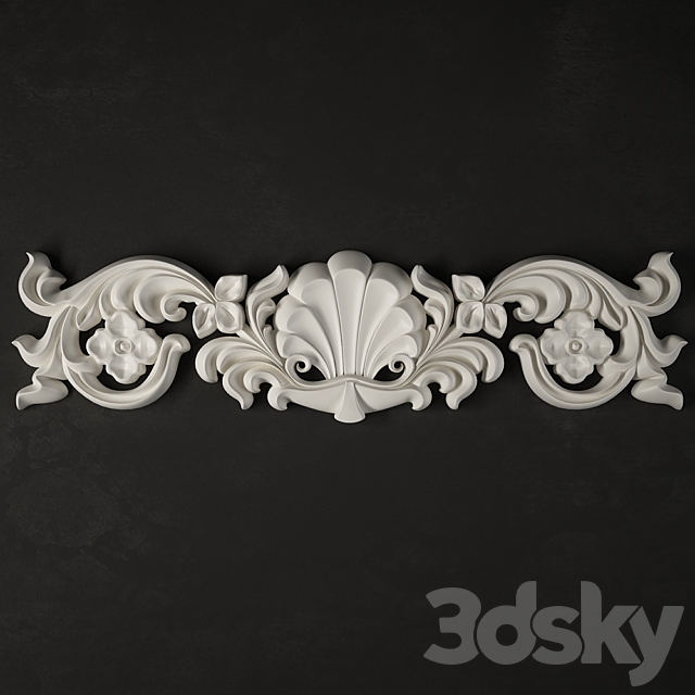 Stucco molding made of flowers and leaves 3DSMax File - thumbnail 1