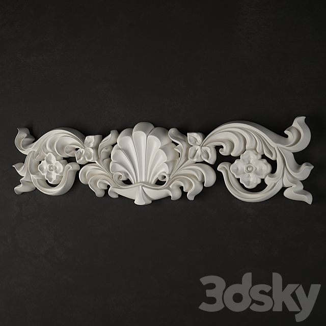 Stucco molding made of flowers and leaves 3DSMax File - thumbnail 2