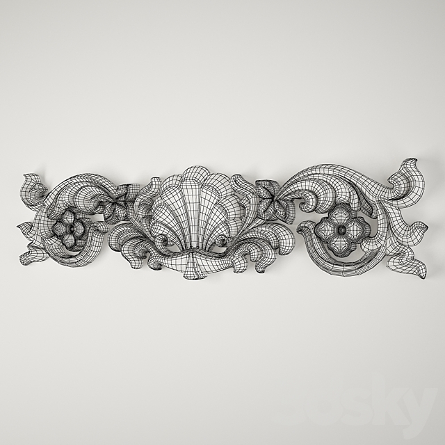 Stucco molding made of flowers and leaves 3DSMax File - thumbnail 3