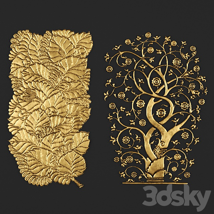 Stucco pattern wood leaves 3DS Max - thumbnail 1