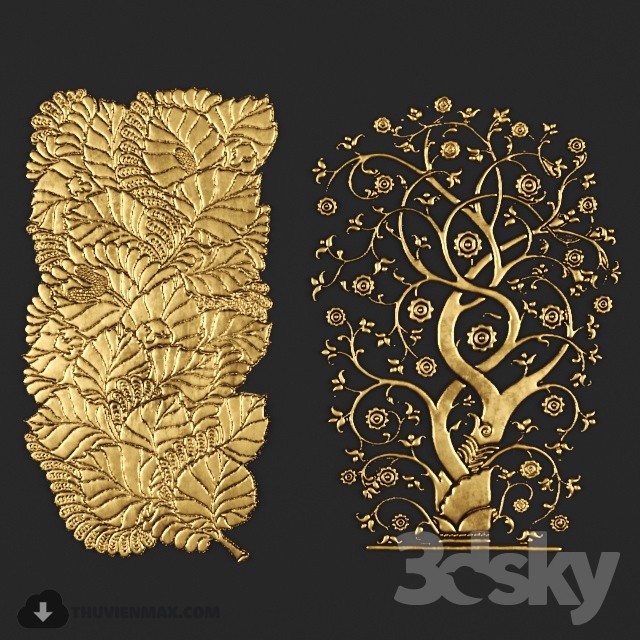 Stucco pattern wood leaves 3DS Max - thumbnail 3