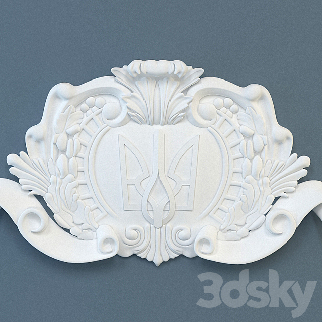 The cartouche with the coat of arms of Ukraine 3ds Max - thumbnail 1