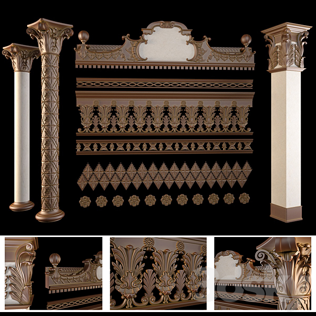 The pediment columns friezes 3ds Max - thumbnail 1