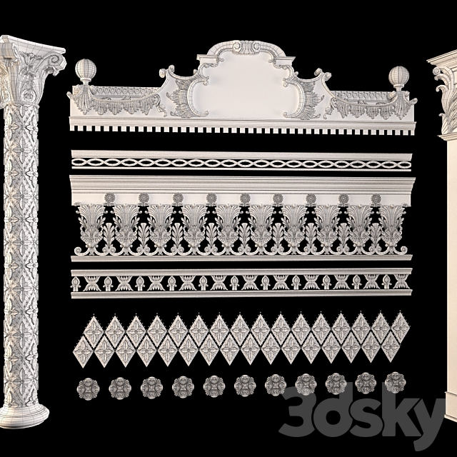 The pediment columns friezes 3ds Max - thumbnail 2