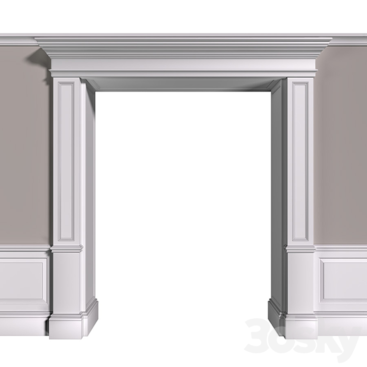 Traditional Interior Arched Opening.Classic Wall paneling 3DS Max - thumbnail 1