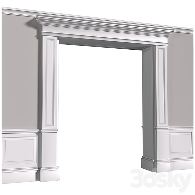 Traditional Interior Arched Opening.Classic Wall paneling 3DS Max - thumbnail 2