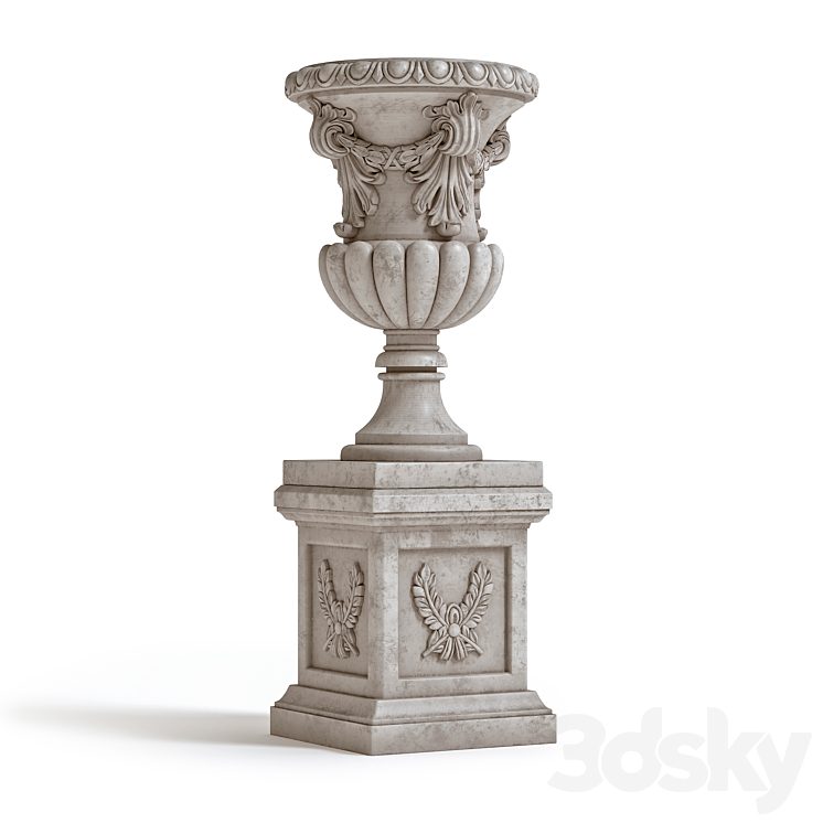 Vase On Plinth 002 3DS Max Model - thumbnail 1