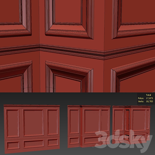 Wall molding 10. Boiserie classic panels 3DS Max Model - thumbnail 3