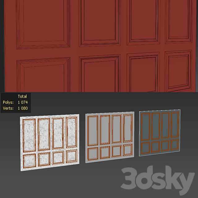 Wall molding 14. Boiserie classic panels 3DS Max Model - thumbnail 4