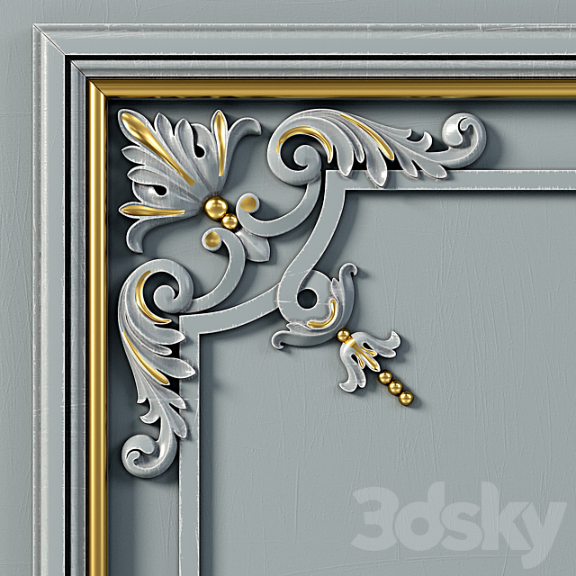 Wall molding 20. Boiserie classic panels 3DS Max Model - thumbnail 2