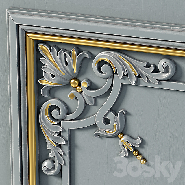 Wall molding 20. Boiserie classic panels 3DS Max Model - thumbnail 3