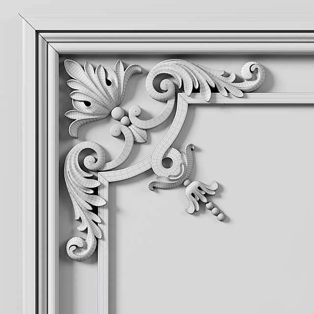 Wall molding 20. Boiserie classic panels 3DS Max Model - thumbnail 4