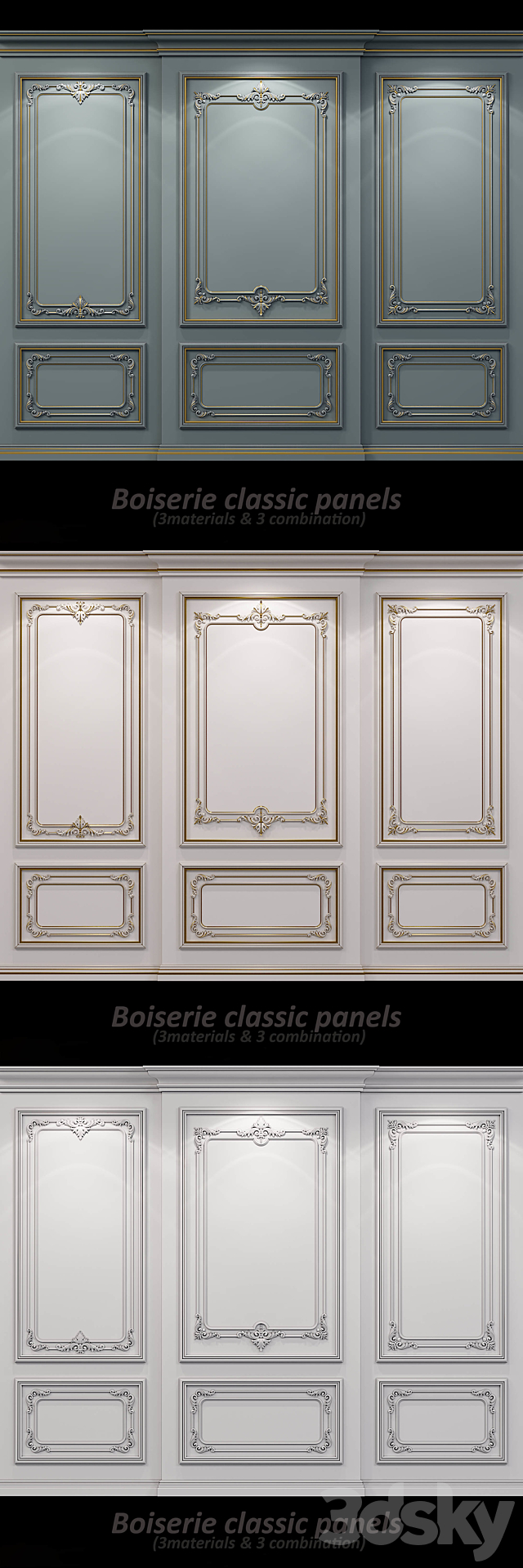 Wall molding 21. Boiserie classic panels 3DS Max Model - thumbnail 2