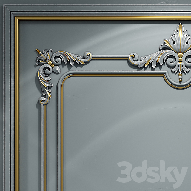 Wall molding 21. Boiserie classic panels 3DS Max Model - thumbnail 3