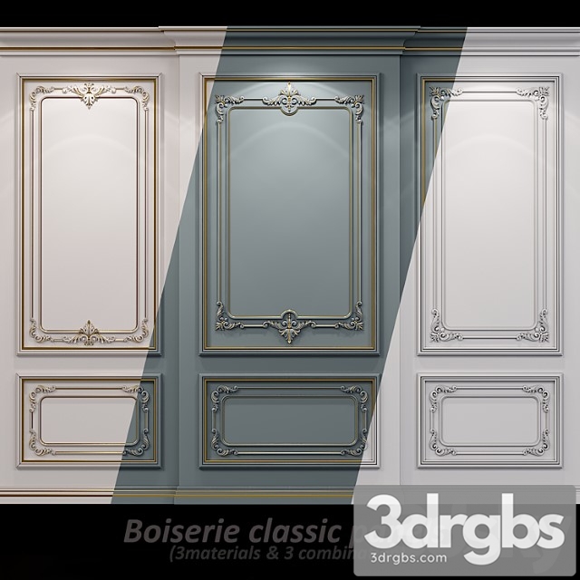 Wall Molding 21 Boiserie Classic Panels 3dsmax Download - thumbnail 1