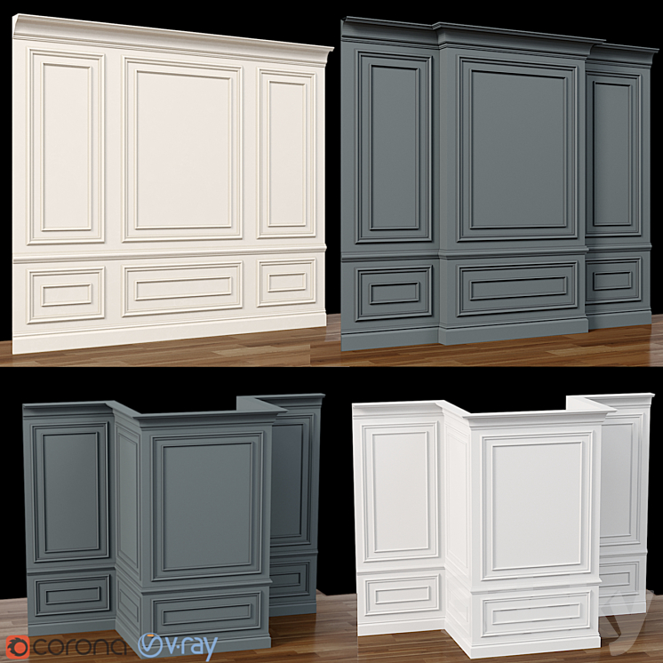 Wall molding 4. Boiserie classic panels 3DS Max - thumbnail 2