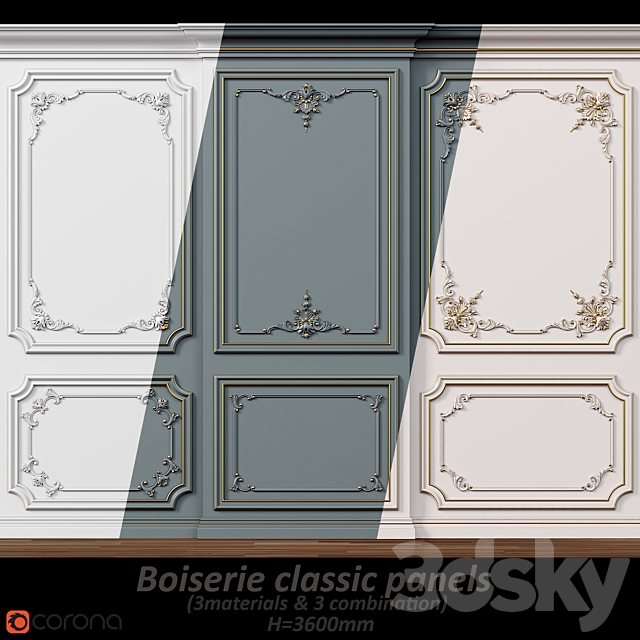 Wall molding 5. Boiserie classic panels 3DSMax File - thumbnail 1