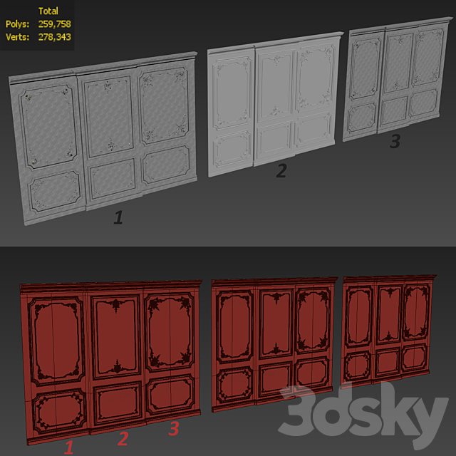 Wall molding 5. Boiserie classic panels 3DSMax File - thumbnail 3