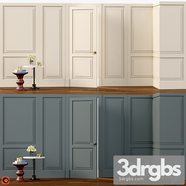 Wall molding. boiserie classic panels with door - thumbnail 1