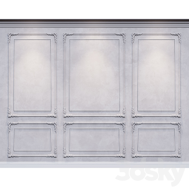 Wall molding classic 2 black and white 3DS Max Model - thumbnail 2