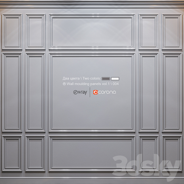 Wall molding panels vol. 1 \\ 004 3DS Max Model - thumbnail 2