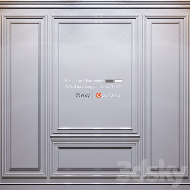 Wall molding panels vol. 1 \\ 006 3DS Max Model - thumbnail 2